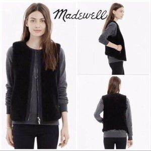 Madewell Faux Fur Womens Black Vest Size S‎